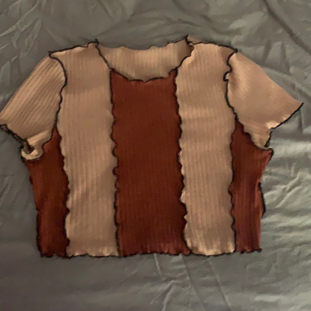 Patchwork Brown Croptop